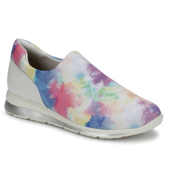 Walking Cradles White Dash Sneakers With Multi Color Tie Dye 10 Narrow - Picture 2 of 9